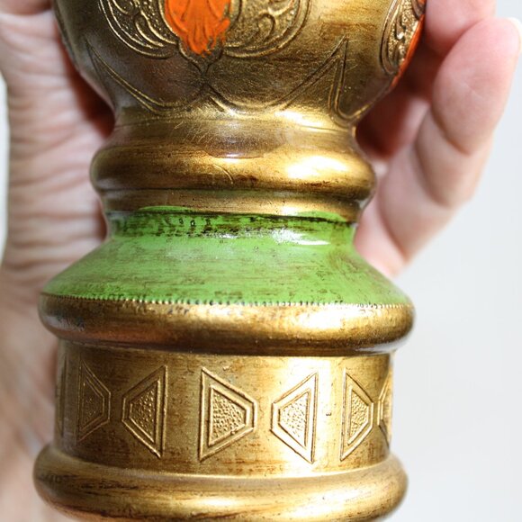 Vintage Italian Florentine Lacquered Green Gold Pepper Mill and Salt shaker SET - Picture 8 of 9